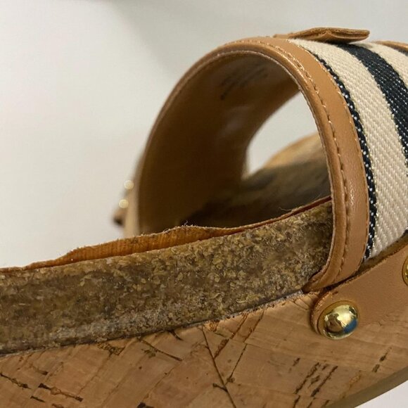 Tommy Hilfiger Women's Twhottie Nautical Logo Stripe Cork Wedge Sandals Size 9.5 - Picture 8 of 12